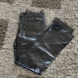 Steve Madden Straight Leg Leather Button Up Pants, Size 2